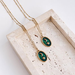 Heliophilia Silver Collar Hera Dorado y Verde